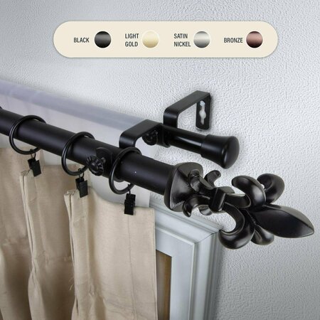 KD ENCIMERA 1 in. Silas Double Curtain Rod with 28 to 48 in. Extension, Black KD3719185